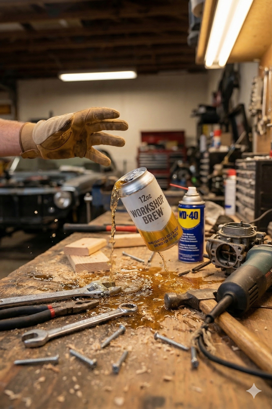 DIY Essentials: Keeping Your Canned Drinks Safe on a Chaotic, Vibrating Workbench